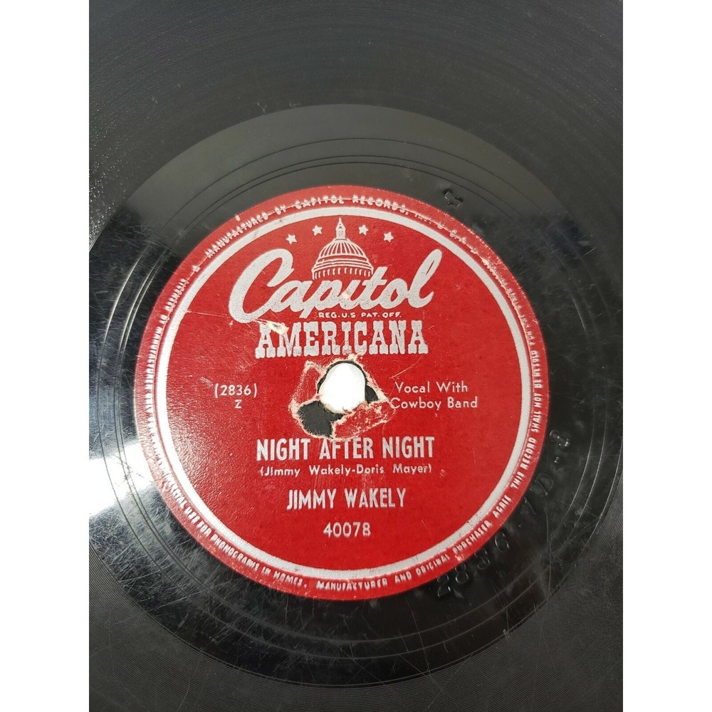 Jimmy Wakely 78 rpm Night After Night / Oklahoma Blues 10" V/V